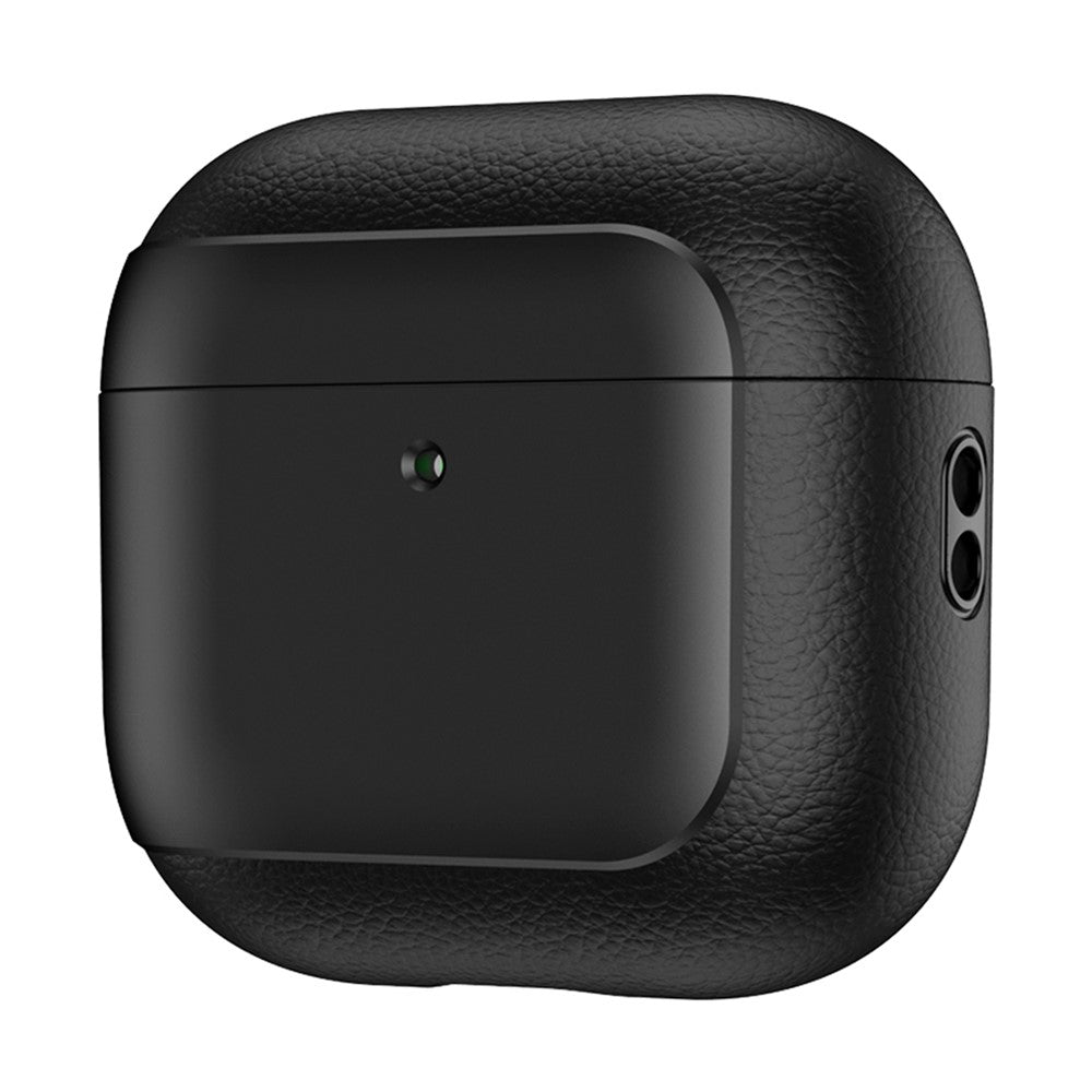 Compatible With  AirPods 5 / 4 TPU Case Electroplating Litchi Texture Fall Prevention Earphone Cover with Lanyard - Black
