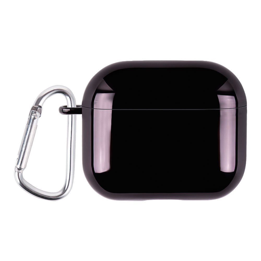 Compatible With  AirPods 5 / 4 PC Hard Case Electroplating Earphone Protective Cover with Carabiner - Black