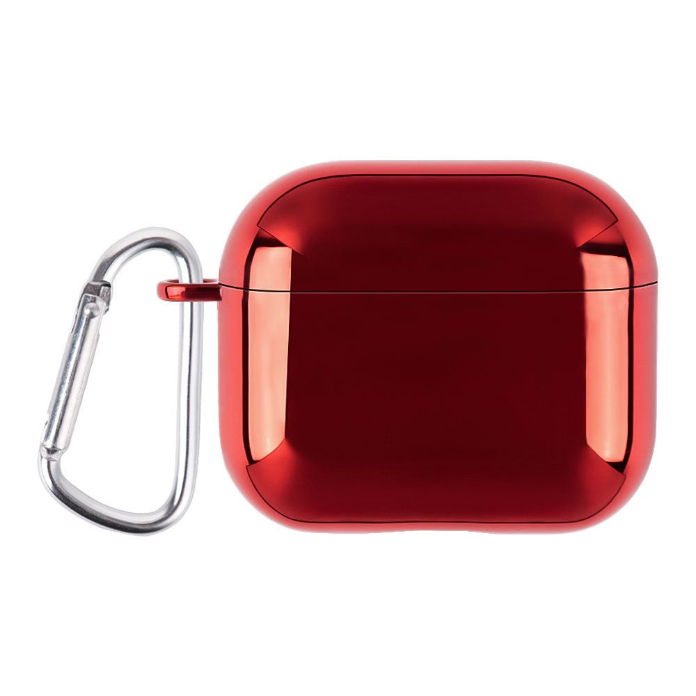 Compatible With  AirPods 5 / 4 PC Hard Case Electroplating Earphone Protective Cover with Carabiner - Red