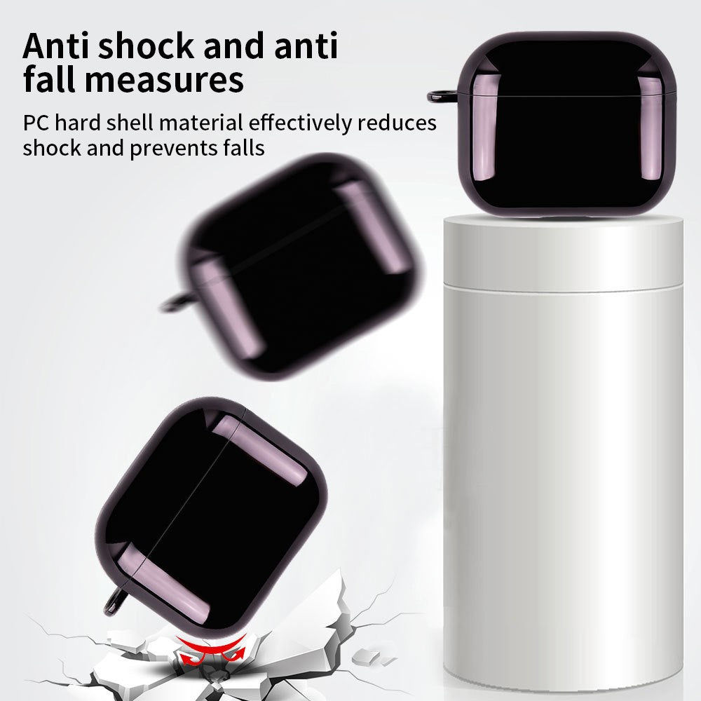 Compatible With  AirPods 5 / 4 PC Hard Case Electroplating Earphone Protective Cover with Carabiner - Red
