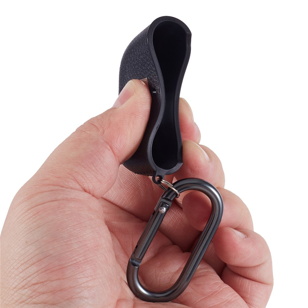 X-LEVEL Compatible With  AirPods 5 / 4 Earphone Case Litchi Texture PU Leather TPU Cover with Carabiner - Black