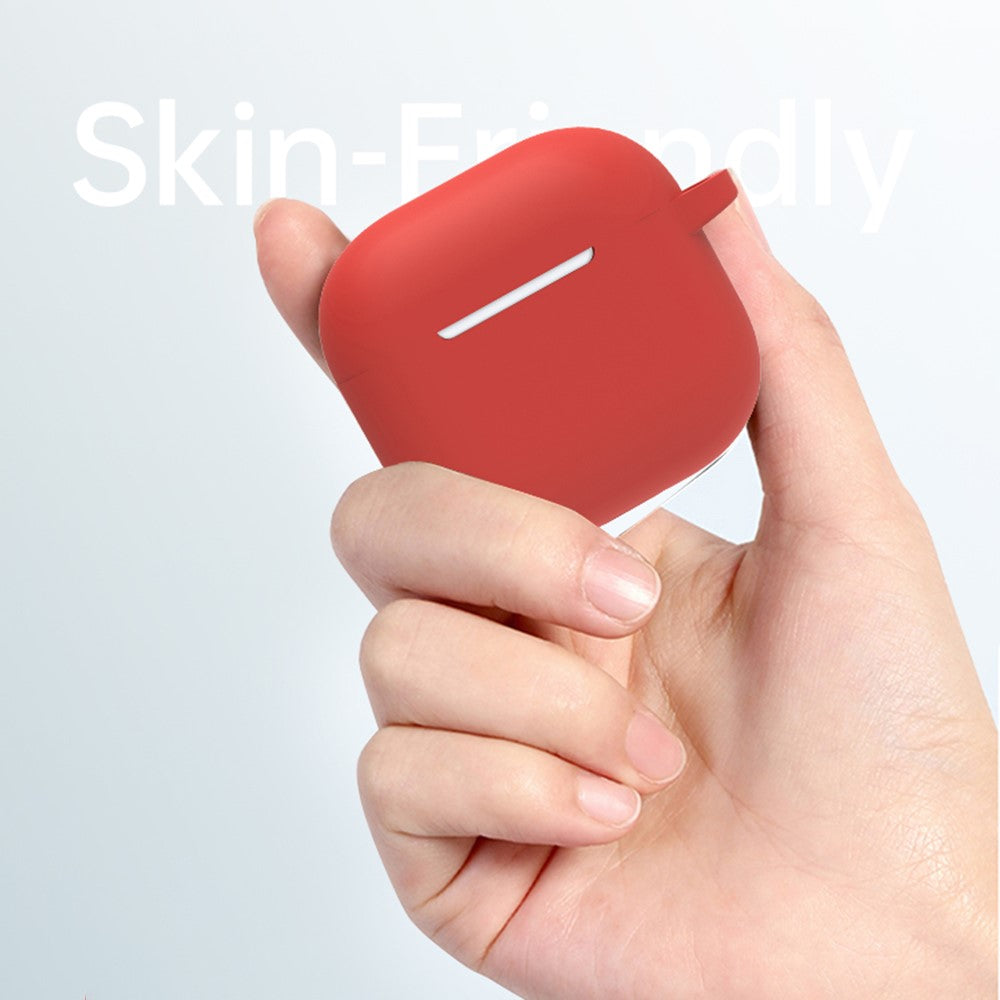 6 in 1 Headset Accessories Compatible With  AirPods 5 / 4 Silicone Case + Carrying Strap + Earphone Holder + Ear Hooks + Neck Strap + Keychain - Red
