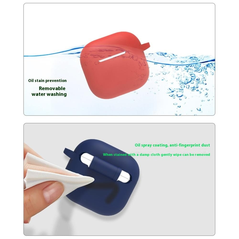 8 Pcs  /  Set Compatible With  AirPods 5 / 4 Protective Case Set with Anti-Lost Strap Watch Clip Ear Hooks Carabiner Cleaning Brush Grey Bag - Black