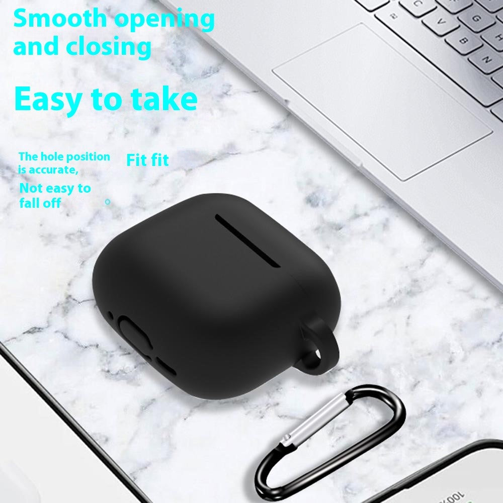 8 Pcs  /  Set Compatible With  AirPods 5 / 4 Protective Case Set with Anti-Lost Strap Watch Clip Ear Hooks Carabiner Cleaning Brush Grey Bag - Black