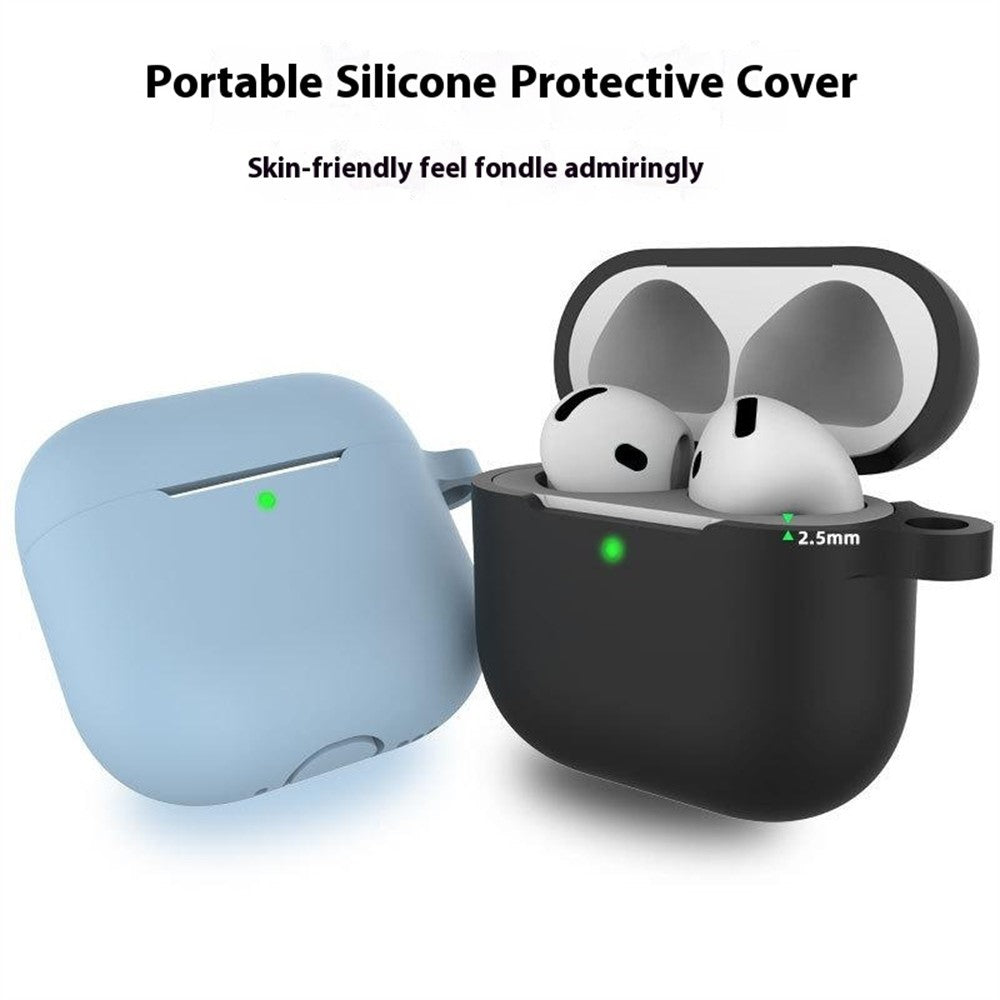 Compatible With  AirPods 5 / 4 Earphone Silicone Case Set with Anti-Lost Keychain, Strap, Ear Tips, Cleaning Pen - Bean Pink