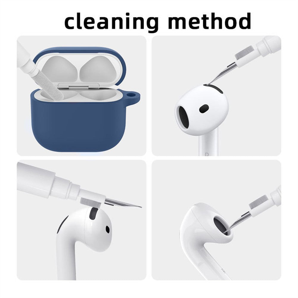 Compatible With  AirPods 5 / 4 Earphone Silicone Case Set with Anti-Lost Keychain, Strap, Ear Tips, Cleaning Pen - Sky Blue