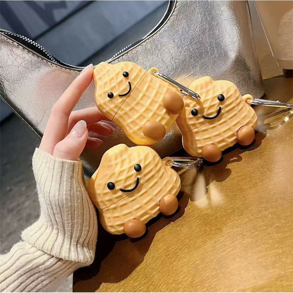 Compatible With  AirPods 5 / 4 Earphone Case Peanut Design Silicone Cover with Hanging Hook