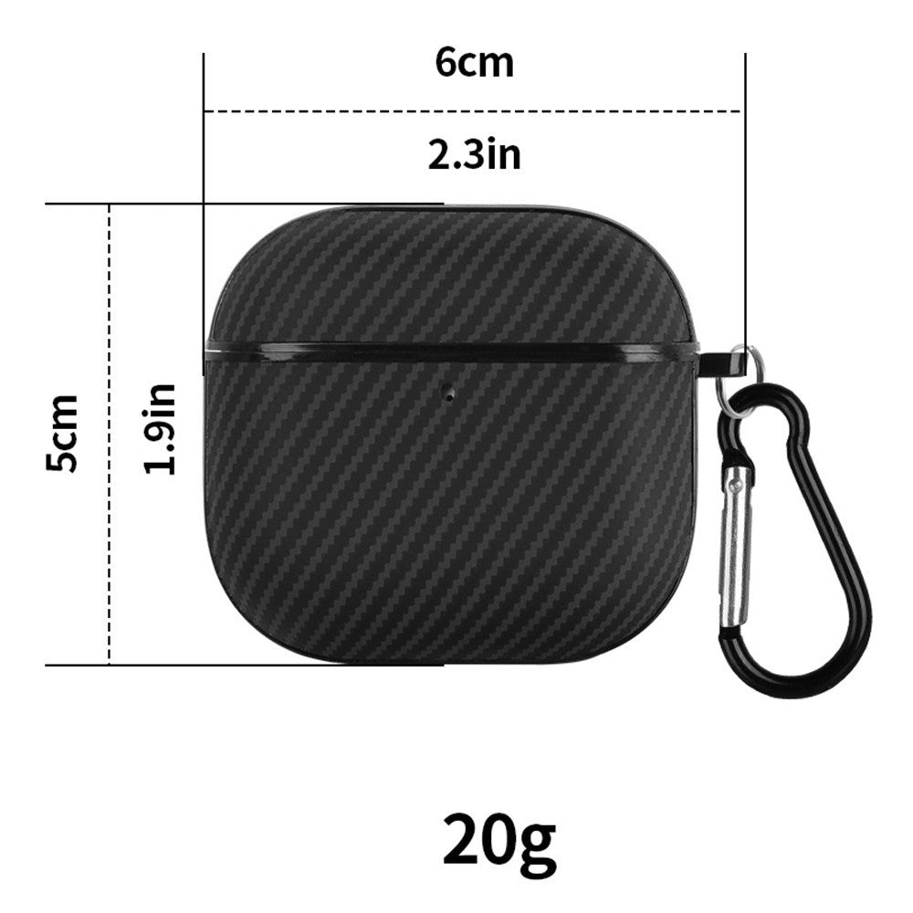 Compatible With  AirPods 5 / 4 Case Carbon Fiber Texture TPU PU Earbuds Protective Cover with Hook - Brown