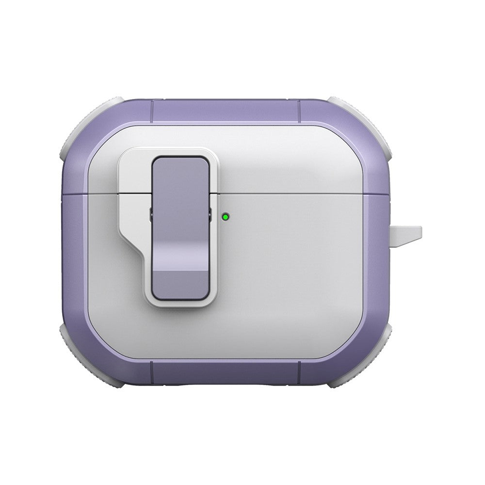 Compatible With  AirPods 5 / 4 Case with Switch Button TPU + PC Compatible with MagSafe Earphone Cover with Hook - White  /  Light Purple
