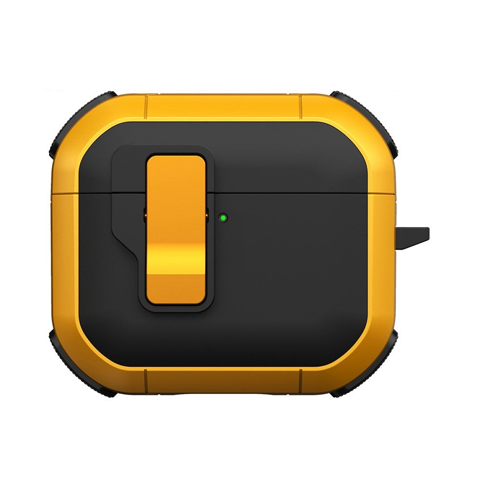 Compatible With  AirPods 5 / 4 Case with Switch Button TPU + PC Compatible with MagSafe Earphone Cover with Hook - Black  /  Yellow