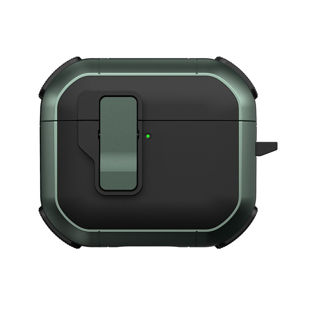 Compatible With  AirPods 5 / 4 Case with Switch Button TPU + PC Compatible with MagSafe Earphone Cover with Hook - Black  /  Green