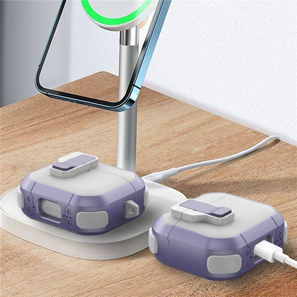 Compatible With  AirPods 5 / 4 Case with Switch Button TPU + PC Compatible with MagSafe Earphone Cover with Hook - Black  /  Green