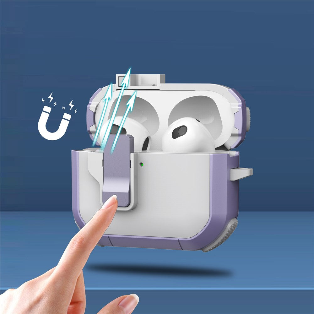 Compatible With  AirPods 5 / 4 Case with Switch Button TPU + PC Compatible with MagSafe Earphone Cover with Hook - Black  /  White