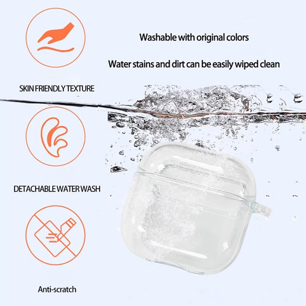 Compatible With  AirPods 5 / 4 Bluetooth-compatible Earbud Case Transparent TPU Cover with Anti-Lost Buckle