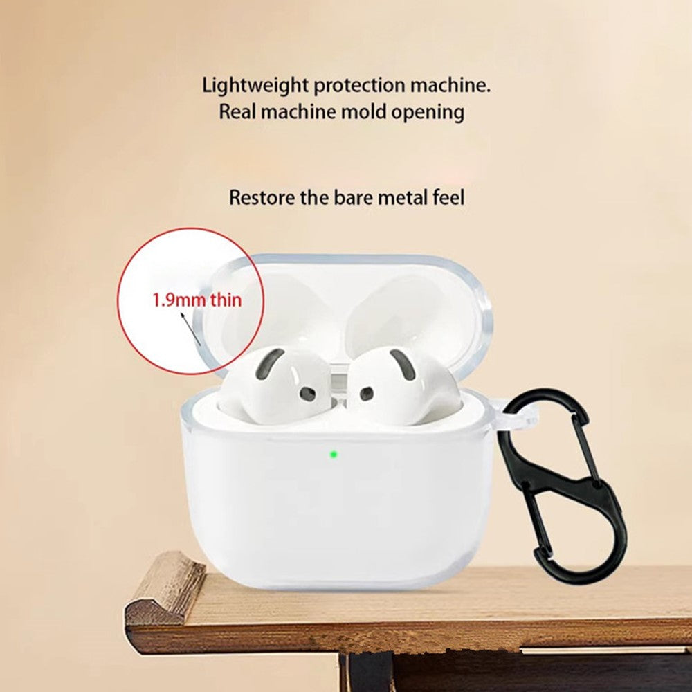 Compatible With  AirPods 5 / 4 Bluetooth-compatible Earbud Case Transparent TPU Cover with Anti-Lost Buckle