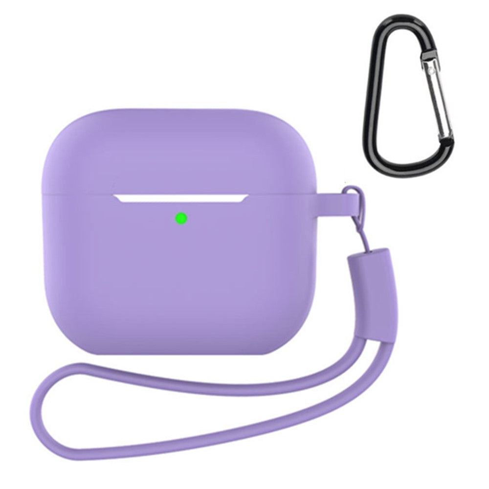 Compatible With  AirPods 5 / 4 Silicone Case 3 in 1 Protective Cover Set with Strap + Keychain - Purple