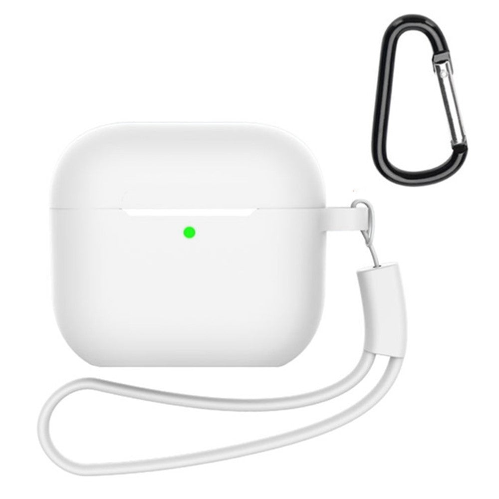 Compatible With  AirPods 5 / 4 Silicone Case 3 in 1 Protective Cover Set with Strap + Keychain - White