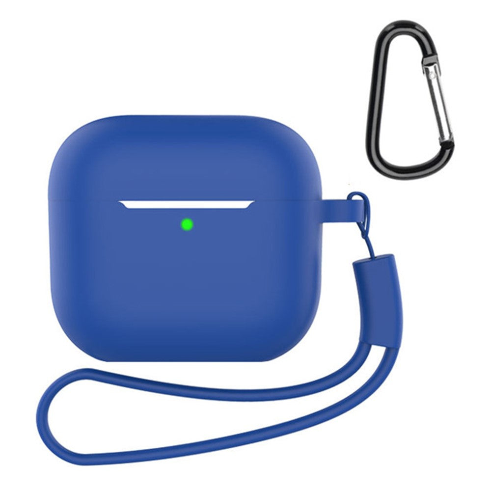 Compatible With  AirPods 5 / 4 Silicone Case 3 in 1 Protective Cover Set with Strap + Keychain - Sapphire