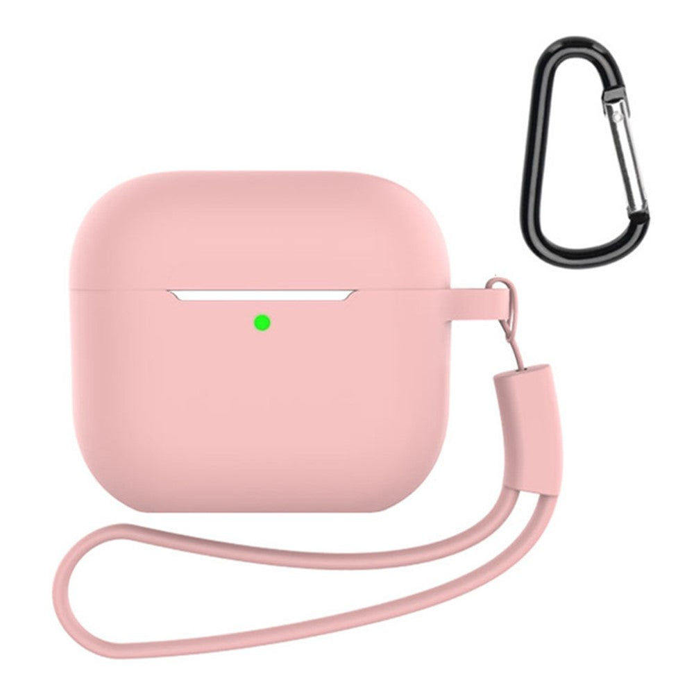 Compatible With  AirPods 5 / 4 Silicone Case 3 in 1 Protective Cover Set with Strap + Keychain - Pink