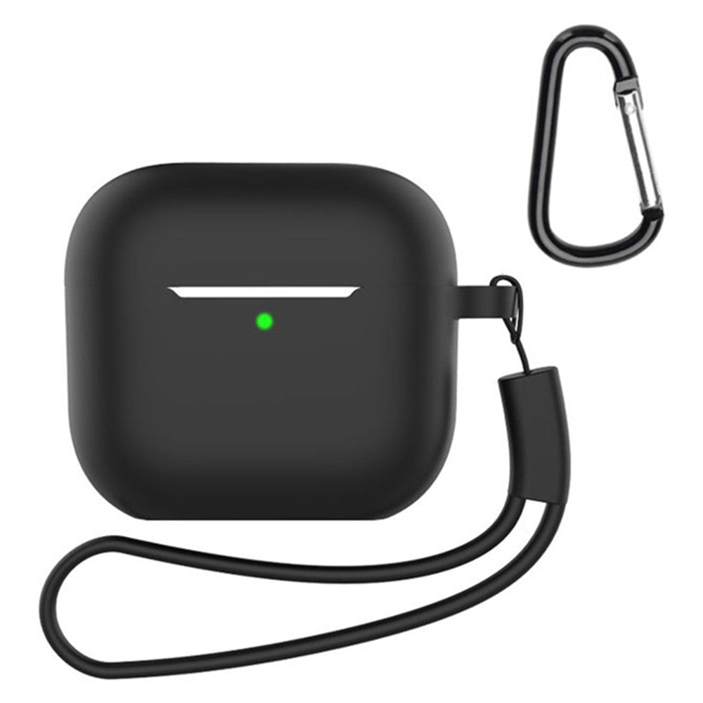 Compatible With  AirPods 5 / 4 Silicone Case 3 in 1 Protective Cover Set with Strap + Keychain - Black