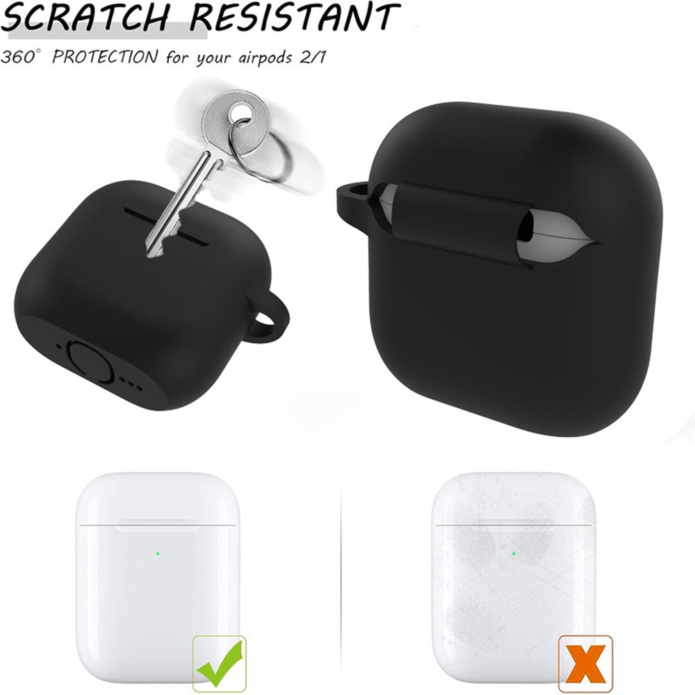 Compatible With  AirPods 5 / 4 Silicone Case 3 in 1 Protective Cover Set with Strap + Keychain - Red