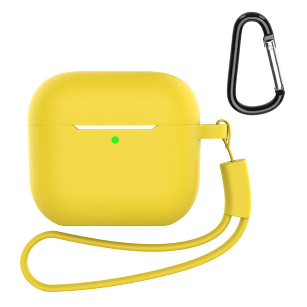 Compatible With  AirPods 5 / 4 Silicone Case 3 in 1 Protective Cover Set with Strap + Keychain - Yellow