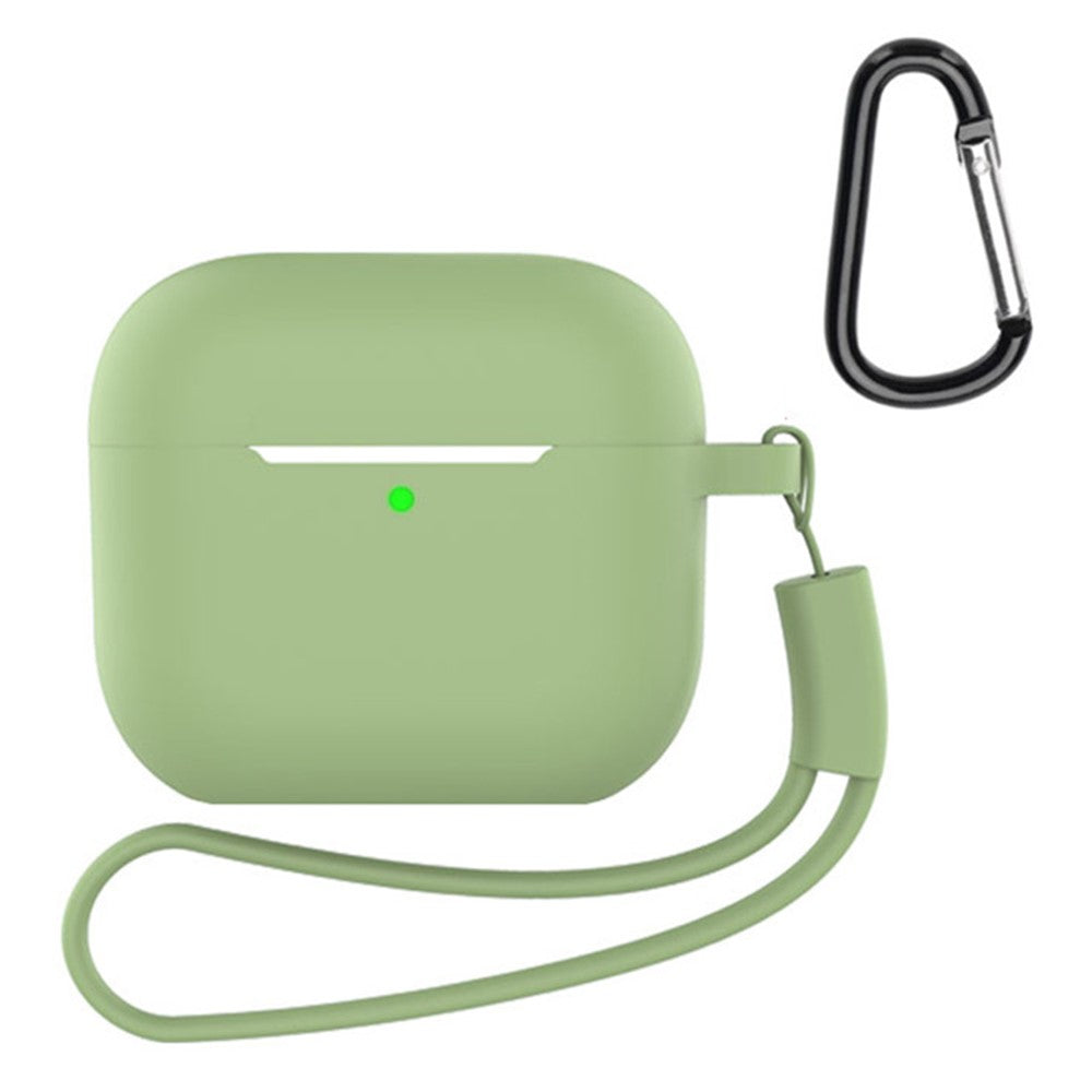Compatible With  AirPods 5 / 4 Silicone Case 3 in 1 Protective Cover Set with Strap + Keychain - Matcha Green