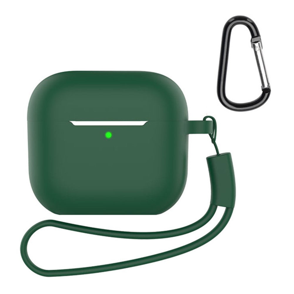Compatible With  AirPods 5 / 4 Silicone Case 3 in 1 Protective Cover Set with Strap + Keychain - Blackish Green