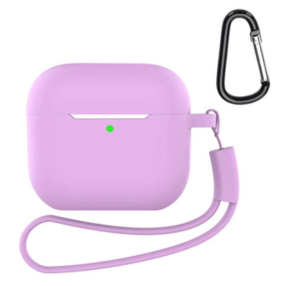 Compatible With  AirPods 5 / 4 Silicone Case 3 in 1 Protective Cover Set with Strap + Keychain - Light Purple