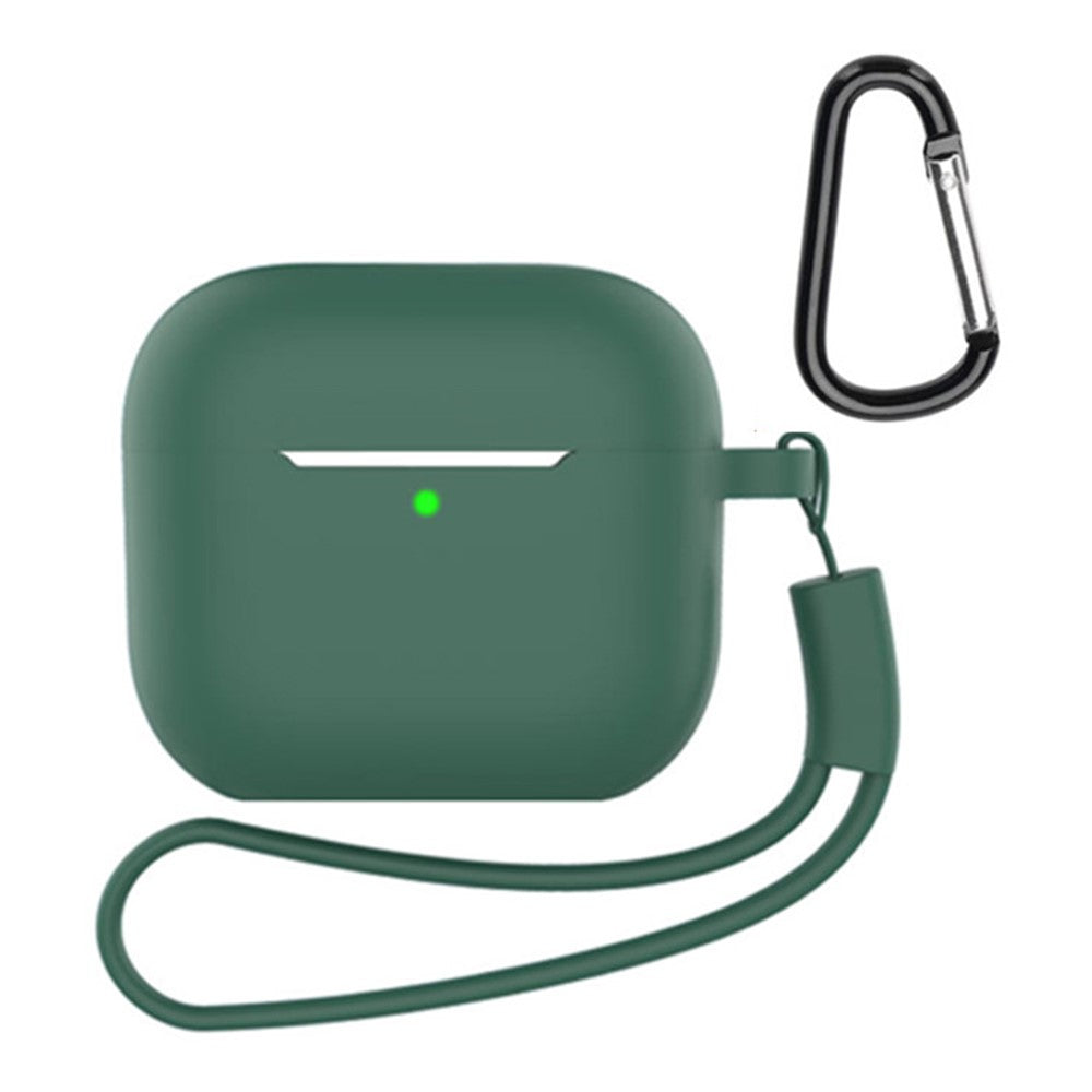 Compatible With  AirPods 5 / 4 Silicone Case 3 in 1 Protective Cover Set with Strap + Keychain - Pine Needle Green