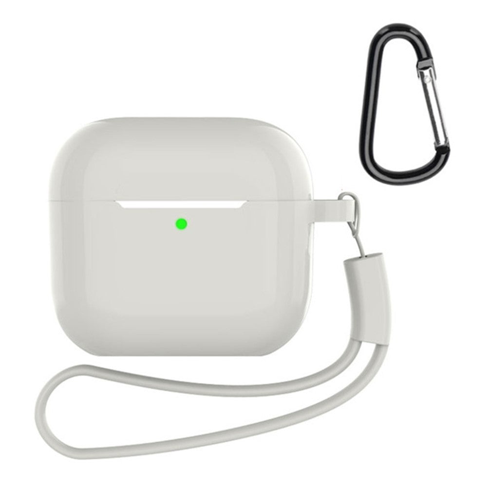 Compatible With  AirPods 5 / 4 Silicone Case 3 in 1 Protective Cover Set with Strap + Keychain - Transparent