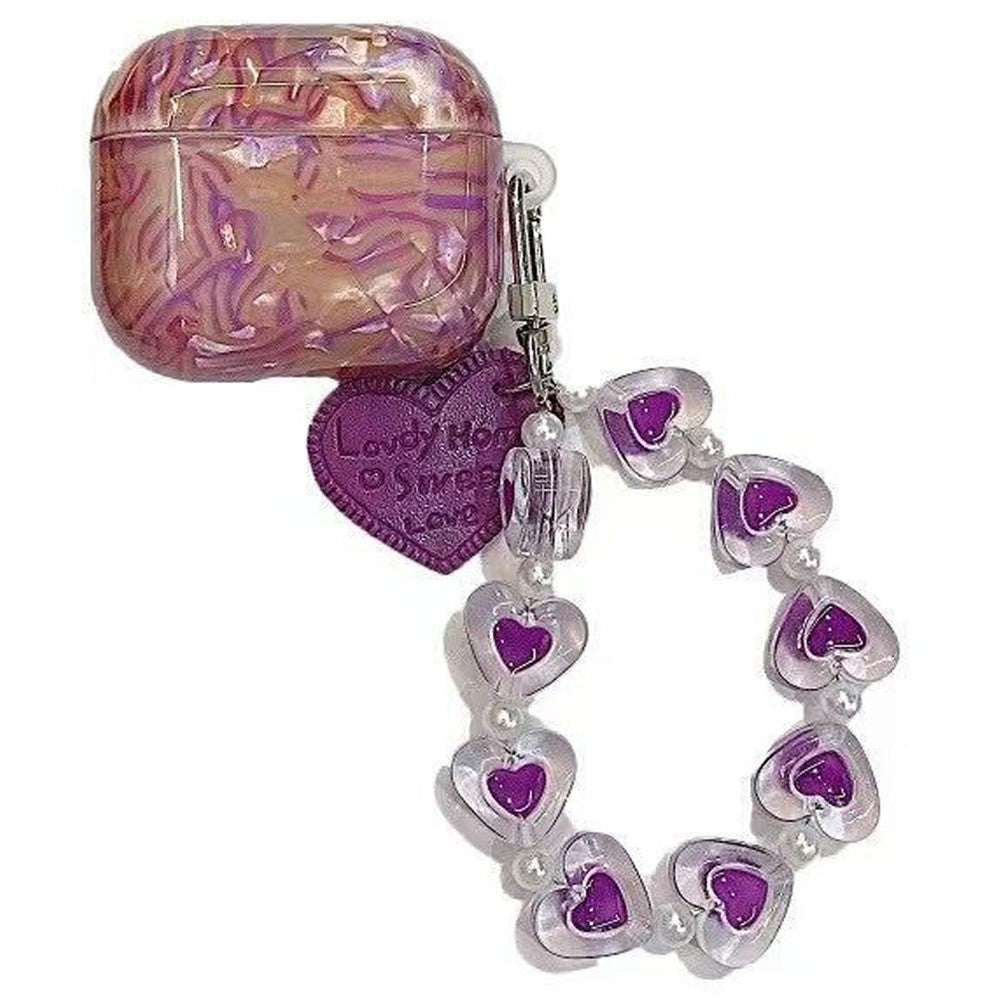 Compatible With  AirPods 5 / 4 Protective Case with Love Chain Deep Purple Pattern Soft TPU Cover Shell Texture