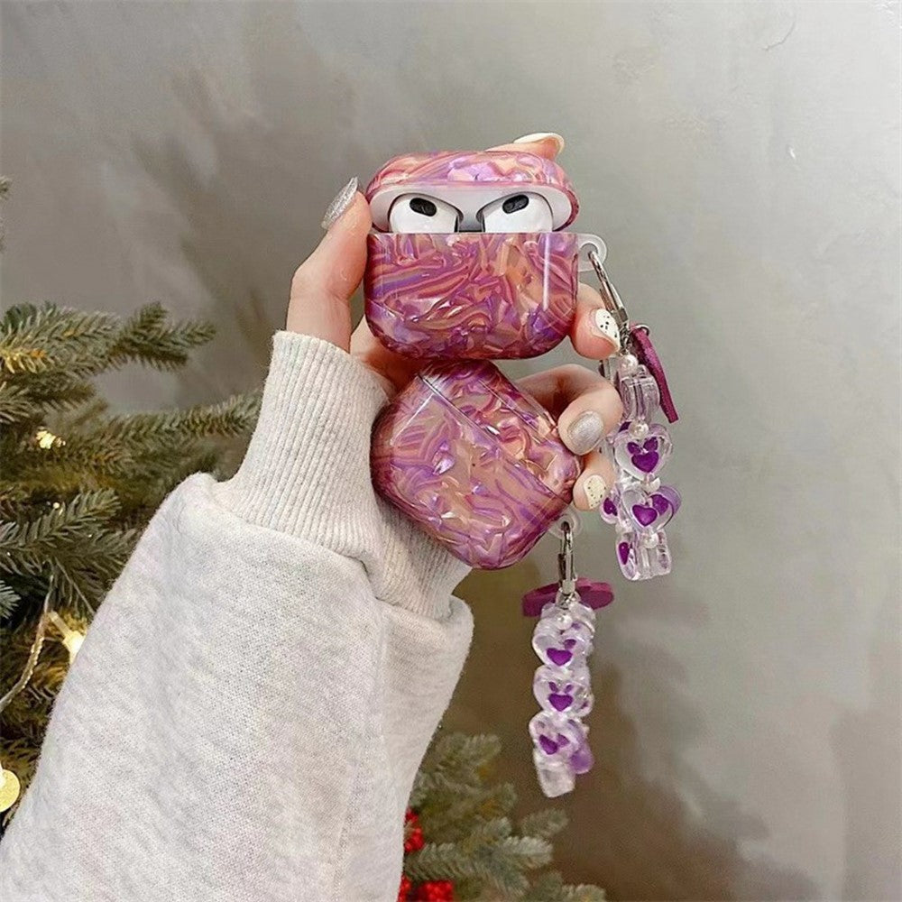 Compatible With  AirPods 5 / 4 Protective Case with Love Chain Deep Purple Pattern Soft TPU Cover Shell Texture