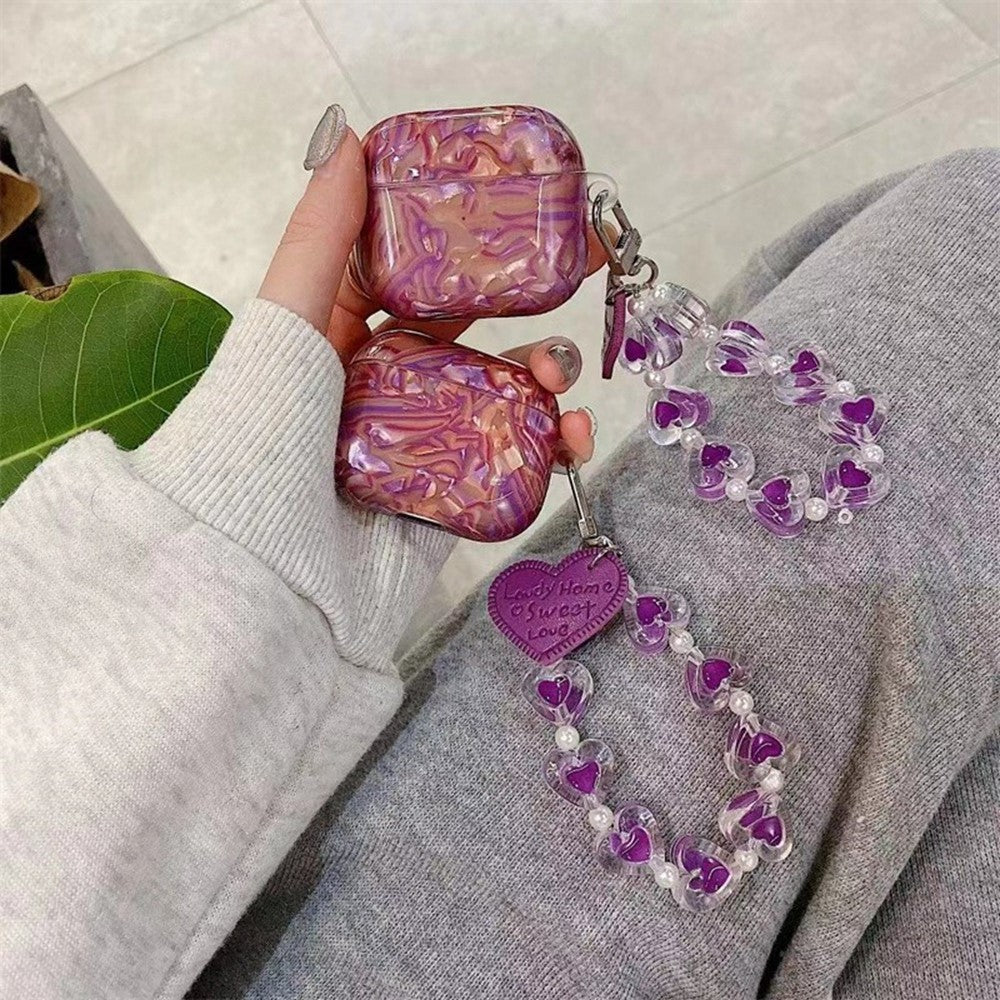 Compatible With  AirPods 5 / 4 Protective Case with Love Chain Deep Purple Pattern Soft TPU Cover Shell Texture