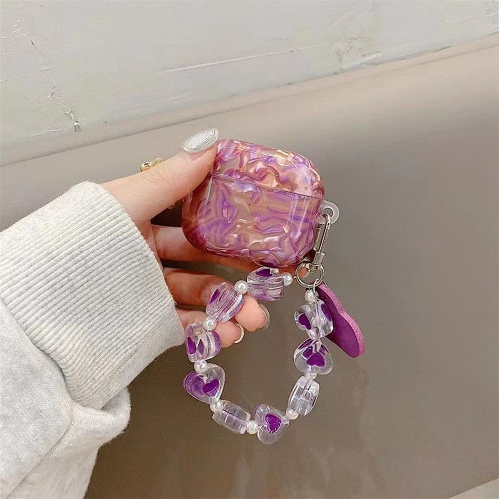 Compatible With  AirPods 5 / 4 Protective Case with Love Chain Deep Purple Pattern Soft TPU Cover Shell Texture