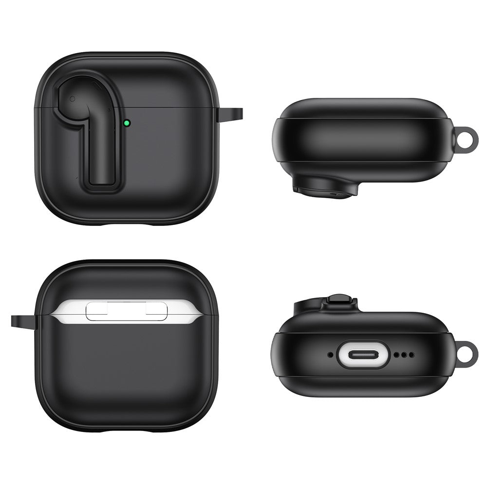 Compatible With  AirPods 5 / 4 Case Colorful Lock Buckle Shockproof TPU + PC Earphone Cover with Carabiner - White  /  Blue