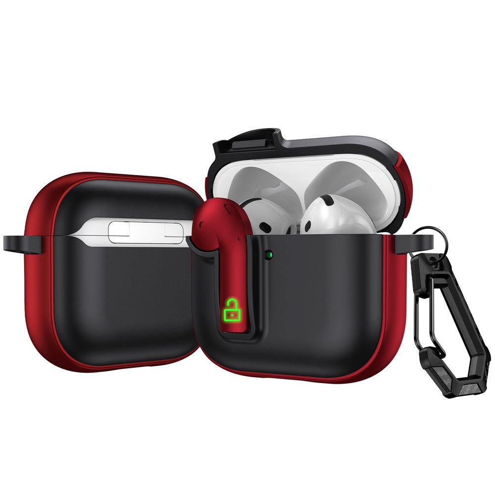 Compatible With  AirPods 5 / 4 Case Colorful Lock Buckle Shockproof TPU + PC Earphone Cover with Carabiner - Black  /  Red