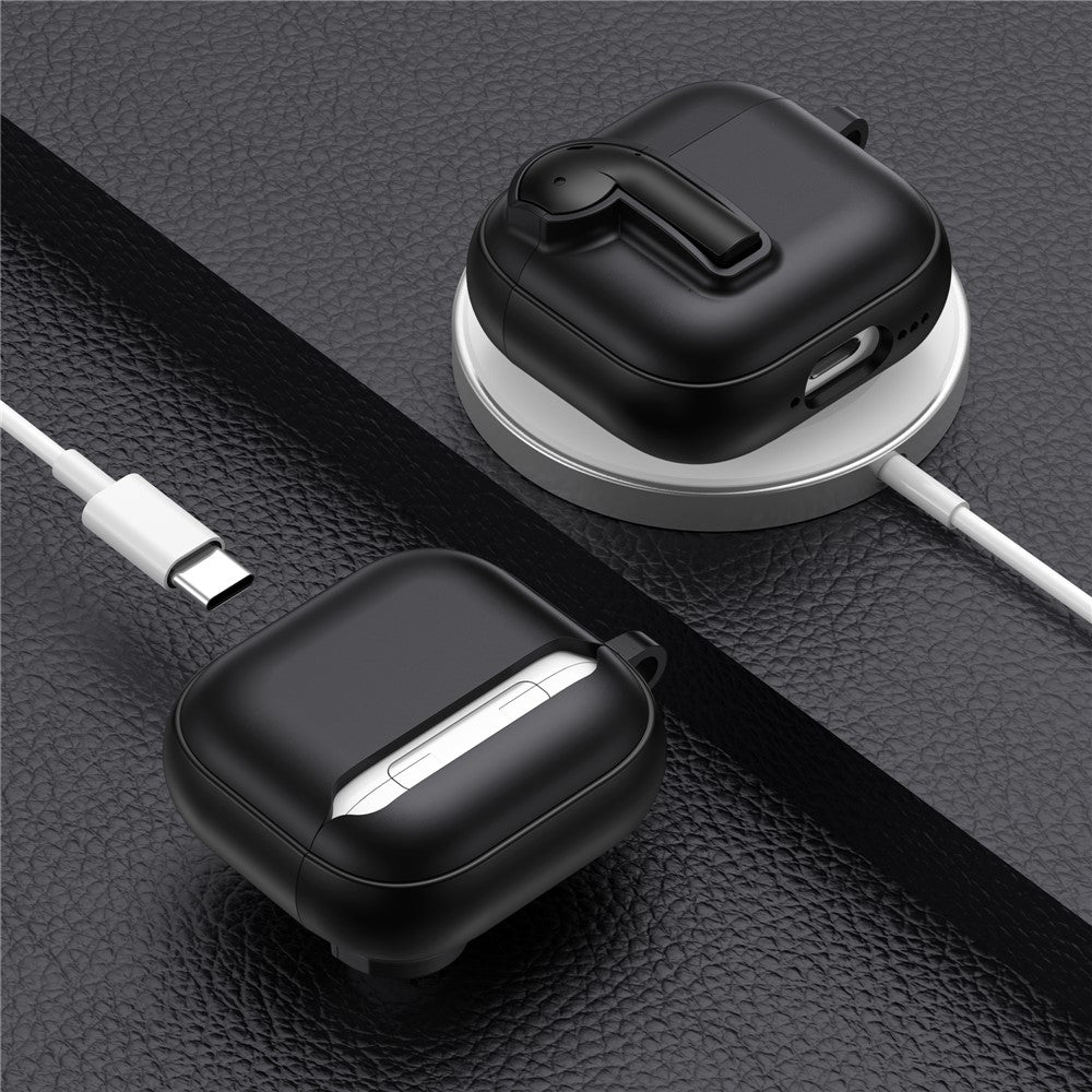 Compatible With  AirPods 5 / 4 Case Colorful Lock Buckle Shockproof TPU + PC Earphone Cover with Carabiner - Black  /  Red