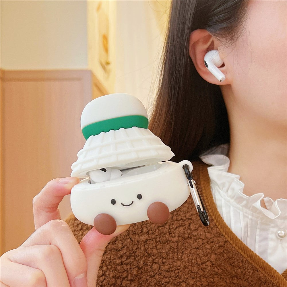 Compatible With  AirPods 5 / 4 Earphone Case Cute Cartoon Badminton Shape Silicone Cover with Carabiner