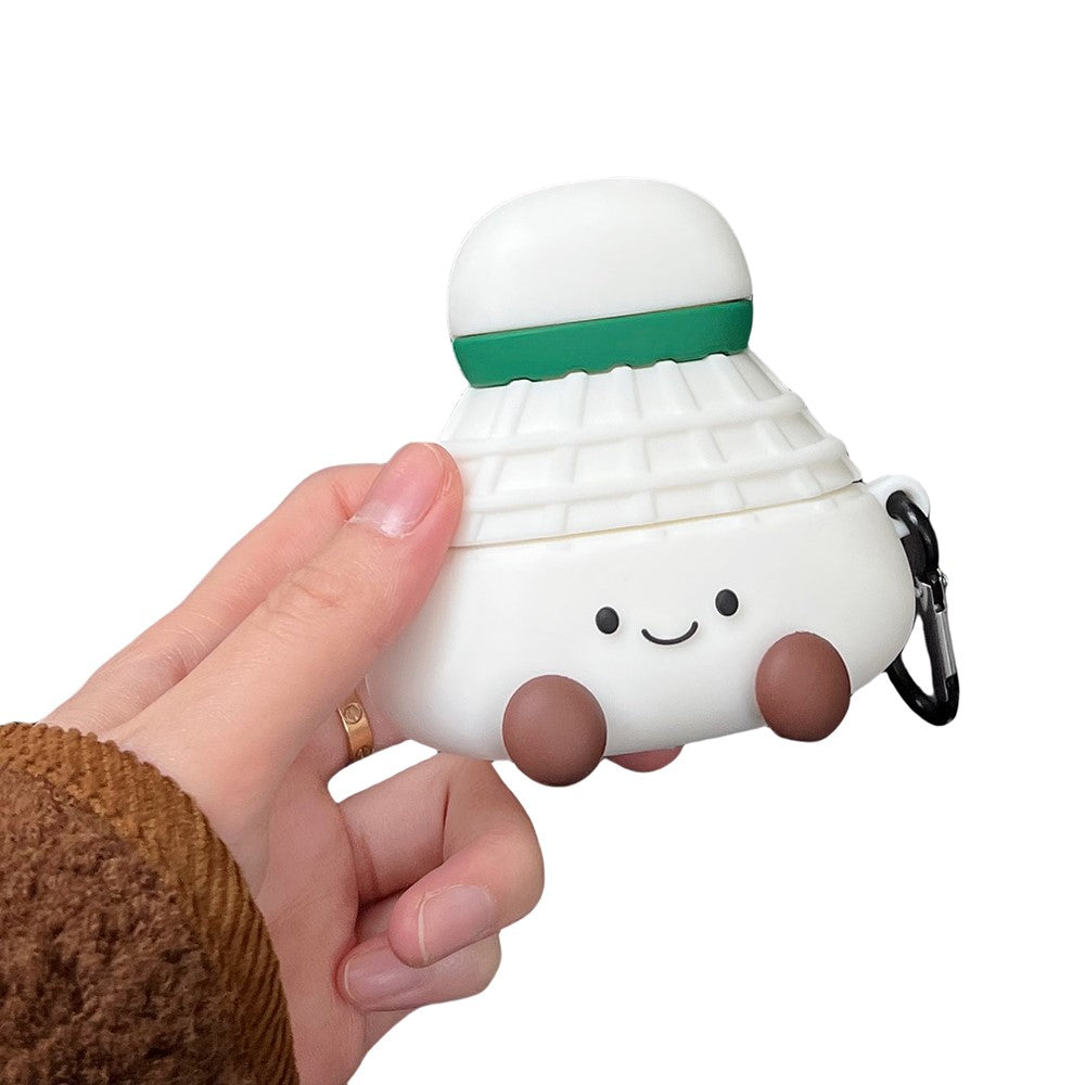 Compatible With  AirPods 5 / 4 Earphone Case Cute Cartoon Badminton Shape Silicone Cover with Carabiner