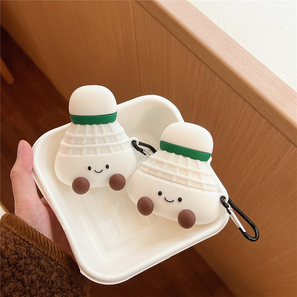 Compatible With  AirPods 5 / 4 Earphone Case Cute Cartoon Badminton Shape Silicone Cover with Carabiner