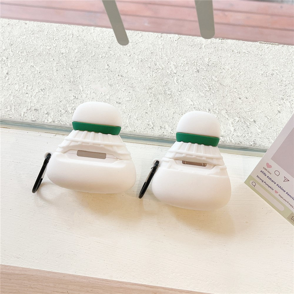 Compatible With  AirPods 5 / 4 Earphone Case Cute Cartoon Badminton Shape Silicone Cover with Carabiner