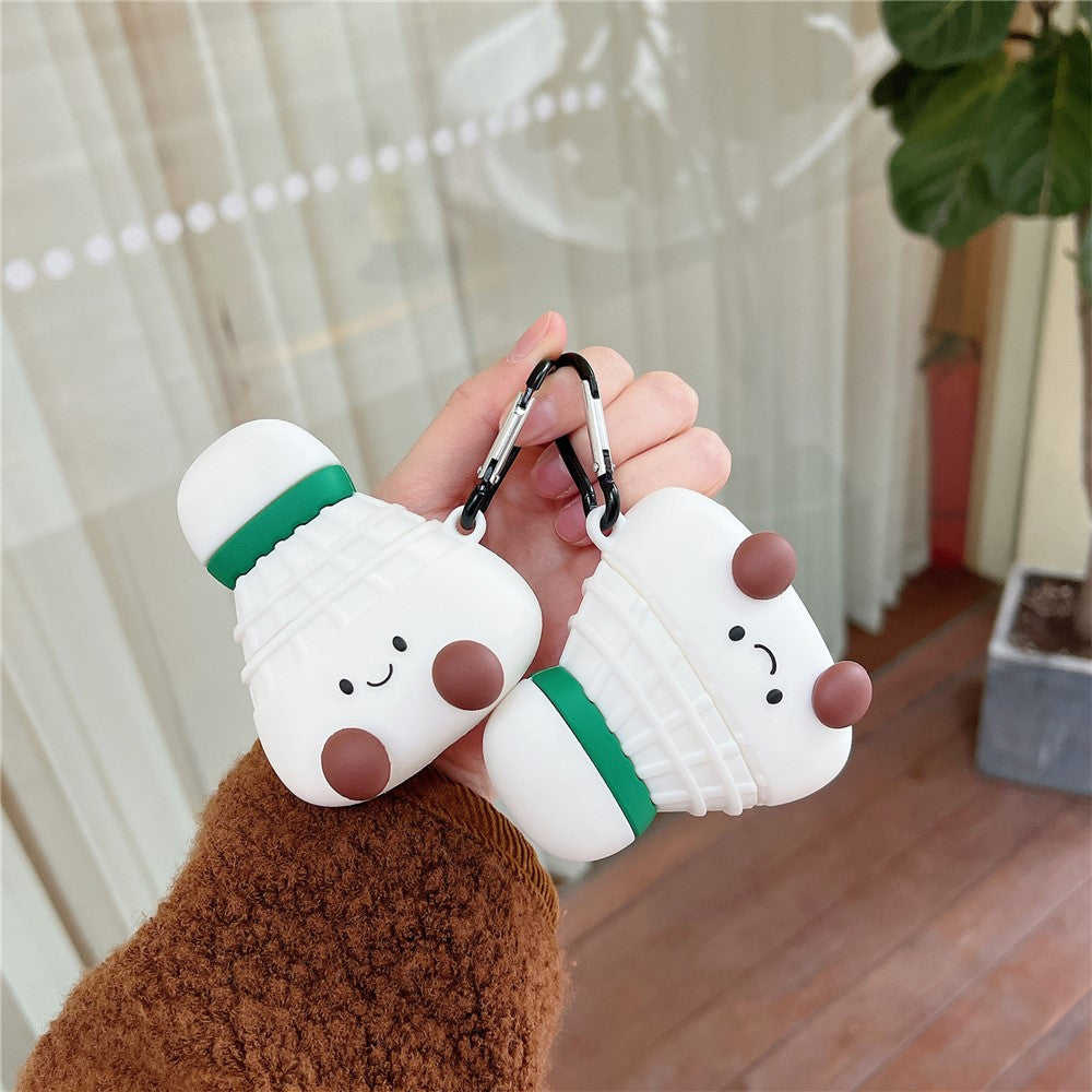 Compatible With  AirPods 5 / 4 Earphone Case Cute Cartoon Badminton Shape Silicone Cover with Carabiner