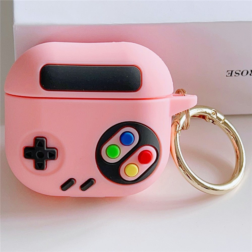 Compatible With  AirPods 5 / 4 Silicone Case Game Console Shape Wireless Earbuds Shell with Hook - Pink