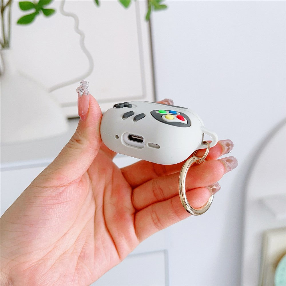 Compatible With  AirPods 5 / 4 Silicone Case Game Console Shape Wireless Earbuds Shell with Hook - Green