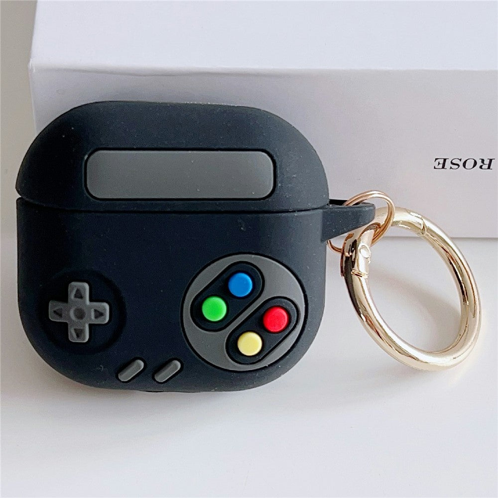 Compatible With  AirPods 5 / 4 Silicone Case Game Console Shape Wireless Earbuds Shell with Hook - Black