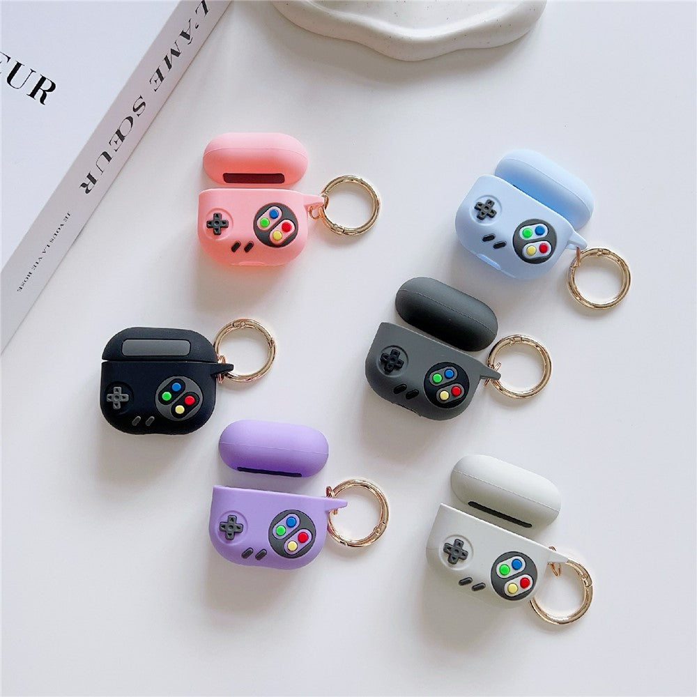 Compatible With  AirPods 5 / 4 Silicone Case Game Console Shape Wireless Earbuds Shell with Hook - Black
