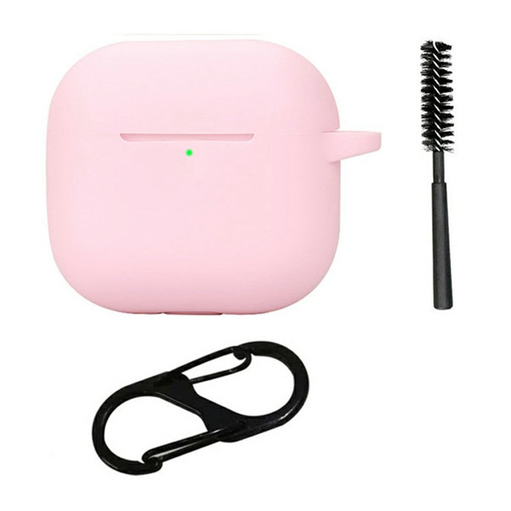 Compatible With  AirPods 5 / 4 Silicone Case Bluetooth-Compatible Earphones Protective Cover with Anti-Lost Buckle + Cleaning Brush - Pink