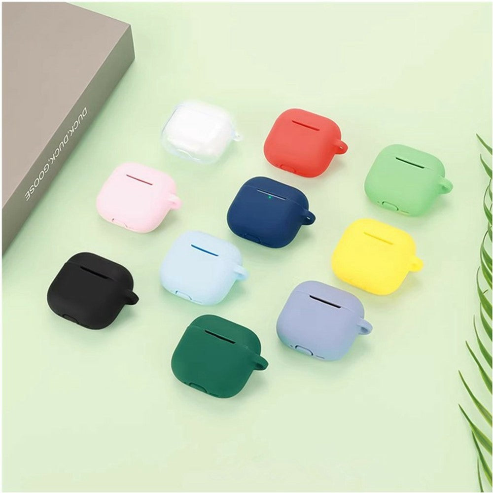 Compatible With  AirPods 5 / 4 Silicone Case Bluetooth-Compatible Earphones Protective Cover with Anti-Lost Buckle + Cleaning Brush - Pink