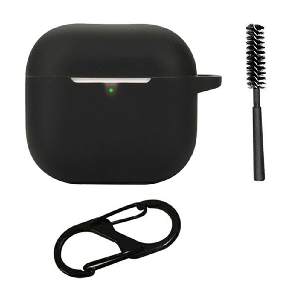 Compatible With  AirPods 5 / 4 Silicone Case Bluetooth-Compatible Earphones Protective Cover with Anti-Lost Buckle + Cleaning Brush - Black